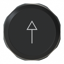ABB MP1-7206 Drucktaster beschriftet, schwarz, flach-tastend, Frontring Kunststoff schwarz, Symbol weiss: Pfeil nach, oben, nicht beleuchtbar