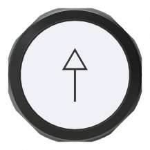 ABB MP1-7205 Drucktaster, weiß, bedruckt, flach-tastend, Frontring schwarz Symbol schwarz: Pfeil nach oben, nicht beleuchtbar