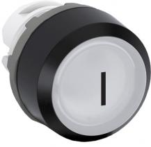 ABB MP1-7019 Drucktaster beschriftet, weiss, flach-tastend, Frontring schwarz Kunststoff, schwarzes Symbol I, beleuchtbar