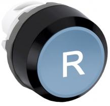ABB MP1-7144 Leuchtdrucktaster besch, blau, flach-tastend, Frontring Kunststoff schwarz, Symbol: -R-, beleuchtbar