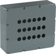 ABB 080SP18 Metallgehäuse, 18 Befehlsstellen, grau, Aluminium, IP66 mit Öffnung für Kabel-Einführung, Modular Metall Reihe