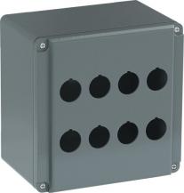 ABB 080SP8SFE Metallgehäuse, 8 Befehlsstellen, grau, Aluminium, IP66 ohne Öffnung für Kabel-Einführung, Modular Metall Reihe