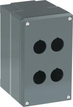 ABB 080SP4M Metallgehäuse, 4 Befehlsstellen, grau, Aluminium, IP66 mit Öffnung für Kabel-Einführung, Modular Metall Reihe