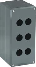 ABB 080SP6 Metallgehäuse, 6 Befehlsstellen, grau, Aluminium, IP66 mit Öffnung für Kabel-Einführung, Modular Metall Reihe