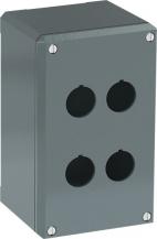 ABB 080SP4 Metallgehäuse, 4 Befehlsstellen, grau, Aluminium, IP66 mit Öffnung für Kabel-Einführung, Modular Metall Reihe