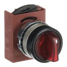 ABB P9MSLZ5R Wahlschalter 3 Pos rot, bel kurzer Griff, 3 Pos: -45˚ / 0˚ / 45˚ -45˚ verrastend / 45˚ Rückzug nach 0˚, Kontakthalter und Kontermutter