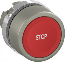ABB P9MPNRG201 Drucktaster flach rot "STOP", Metall, tastend, nicht beleuchtbar Taster-Vorsatz, Kontakthalter, und Kontermutter