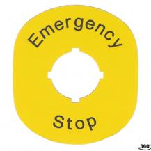 ABB MA6-1101 Schild Emergency Stop, Kunststoff, gelb für vertikal montierte Kunststoffgehäuse