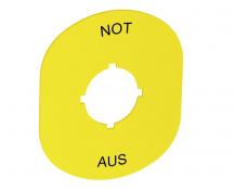 ABB MA6-1102 Schild Not-Aus, Kunststoff, gelb, für vertikal montierte Kunststoffgehäuse,