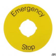 ABB KTC15-1005 Not-Aus-Schild:Emergency Stop, D=70mm Text schwarz, Kunstst-Schild gelb für CombiLine-Modular und CombiLine-Compact