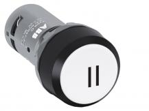 ABB CP12-10W-10 Drucktaster, flach, tastend, weiss mit schwarzer "II", 1 Schliesser, VE=10 Stück