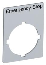 ABB Rectangular legend plate 29,6x39 mm alum Textschild "Emergency Stop", für Schalter mit 1 Schaltstellung