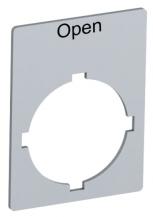 ABB Rectangular legend plate 29,6x39 mm alum Textschild "Open", für Schalter mit 1 Schaltstellung