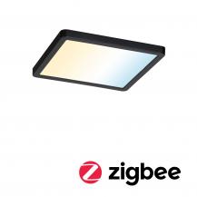 Paulmann 79966 VariFit LED Einbaupanel Smart Home Zigbee Areo schlicht Spritzwasser geschützt eckig 175x175mm Tunable White Schwarz dimmbar
