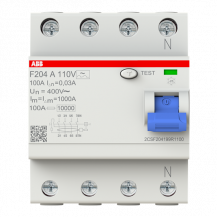 ABB F204 A-100/0.03 110V FI-Schalter Typ A 110V RCCB, 4P, 100A, 30mA, f.110V AC-Netz