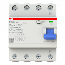 ABB F204 A-25/0.3 FI-Schutzschalter 4P, Typ A, 25A, 300mA