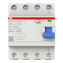 ABB F204 A-63/0.03 AP-R FI-Schutzschalter 4P, Typ A, 63A, 30mA, kurzzeitverzögert