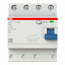 ABB FX204 F-25/0.03 Fehlerstrom-Schutzschalter Typ F 4P 30mA 25 A mischfrequenzsensitiv FlexLine Push-in Technologie