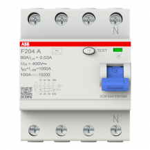 ABB F204 A-80/0.03-L FI-Schutzschalter 4P, Typ A, 80A, 30mA, N links