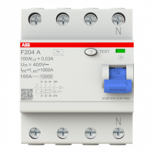 ABB F204 A-100/0.03-L FI-Schutzschalter 4P, Typ A, 100A, 30mA, N links