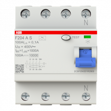 ABB F204 A S-100/0.1 FI-Schutzschalter 4P, Typ A, 100A, 100mA, selektiv