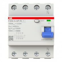 ABB F204 A-100/0.03 AP-R FI-Schutzschalter 4P, Typ A, 100A, 30mA, kurzzeitverzögert