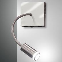 Portici Flexible LED Nachttisch Wandlampe und Lesespot aus Nickel satiniert von Fabas Luce