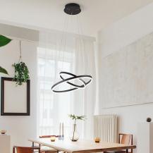 FABAS LUCE 3508-45-101-01 Giotto LED Hängeleuchte 2 Ringe Ø60cm Warmweiß Schwarz dimmbar Smartluce