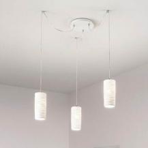 Mediterrane 3-flammige Marbella Keramik-Pendelleuchte mit Effekt-Lichtverteilung in Weiss von Fabas Luce