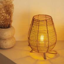 New Garden BOSSA 30 Rattan Tischleuchte für Innen mit Kabel und schalter