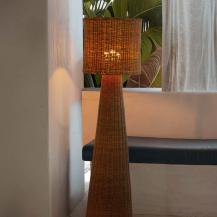 New Garden Dekorative Rattan Stehleuchte Grace 140 Nature Akku USB Fernbedienung Höhe: 137 cm, warmweißes Licht IP54