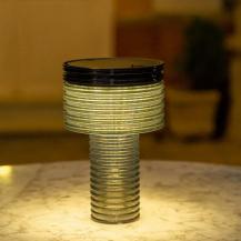 New Garden TISCHLAMPE AMBAR SOLAR im transparenten Grauton mit Akku dimmbar In&Out IP44 Höhe: 25 cm