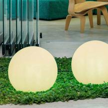 New Garden BULY 30 Garten LED-Kugelleuchte weiss IP65 230 Volt Kabel mit Schalter/ Stecker mit warmweißem Licht