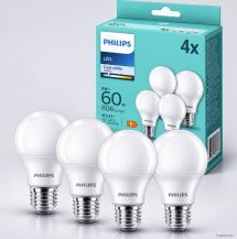 4er-Sparpack PHILIPS E27 LED Glühbirnen opalweiss gefrostet 9W wie 60W 4000K universalweisses Licht