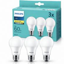 3er-Sparpack PHILIPS E27 LED Glühbirnenform opalweiss gefrostet 8W wie 60W warmweisses Licht