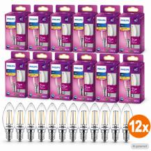 12 Sparpack Philips LEDClassic LED-Kerzenlampe B35 E14 2 W wie 25 W 250 lm 2700 K klar