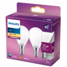 2er Pack PHILIPS E14 LED Tropfenlampen matt 2,2W wie 25W warmweisses Licht
