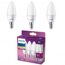 3er Set Philips LED Kerzenlampe E14 B35 4,9W 2700K 470lm warmweiß matt