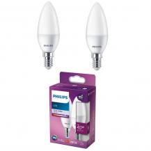 2er Set Philips LED Kerzenlampe E14 B35 4,9W 4000K Neutralweiß matt