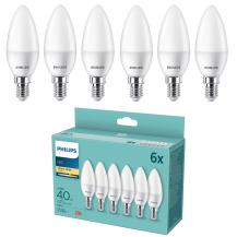 6er Set PHILIPS LED E14 Kerze B35 40W Ersatz 470lm 2700K warmweiß