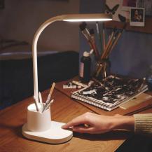 Philips Akku USB LED Schreibtischleuchte Bucket in Weiß dimmbar mit Stiftfach