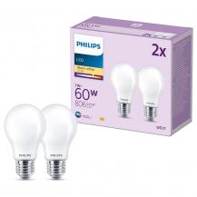 Philips LED Lampen Set 2x E27 A60 7W 2700K Warmweiß – energieeffiziente Leuchtmittel für klassische Raumbeleuchtung