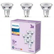 Philips LED-Reflektor Set 3x GU10 PAR16 3.5W 2700K Warmweiß - Abstrahlwinkel mit 36 Grad