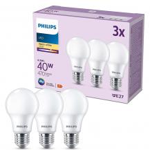 3er Set PHILIPS LED E27 A60 5W = 40W 470lm 2700K warmweiß