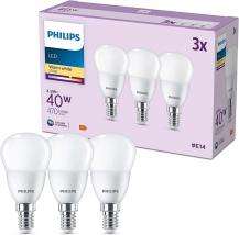3er Set PHILIPS LED E14 Tropfen D45 4,9W = 40W 470lm 2700K warmweiß