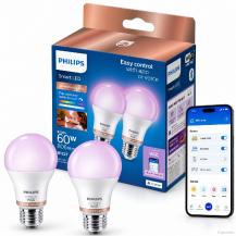2er-Pack PHILIPS WiZ Smart LED RGB A60 8,5W wie 60W E27 806lm 2200–6500K Matter dimmbar