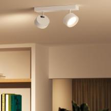 Philips Bracia Moderner 2-flammiger Deckenstrahler schwenkbar in weiß für Wohnraumbeleuchtung