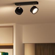Philips Bracia Moderner 2-flammiger Deckenstrahler schwenkbar in schwarz für Wohnraumbeleuchtung