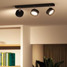 Philips Bracia Moderner 3-flammiger Deckenstrahler schwenkbar in schwarz für Wohnraumbeleuchtung