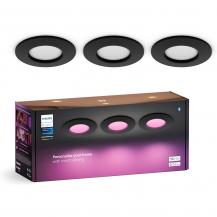 3er-Pack Philips Hue Slim Einbauleuchte, 90 mm, Weiß & Farbiges Licht, Bluetooth kompatibel, Sprachsteuerung mit Alexa, Apple Home & Google Assistant, schwarz
